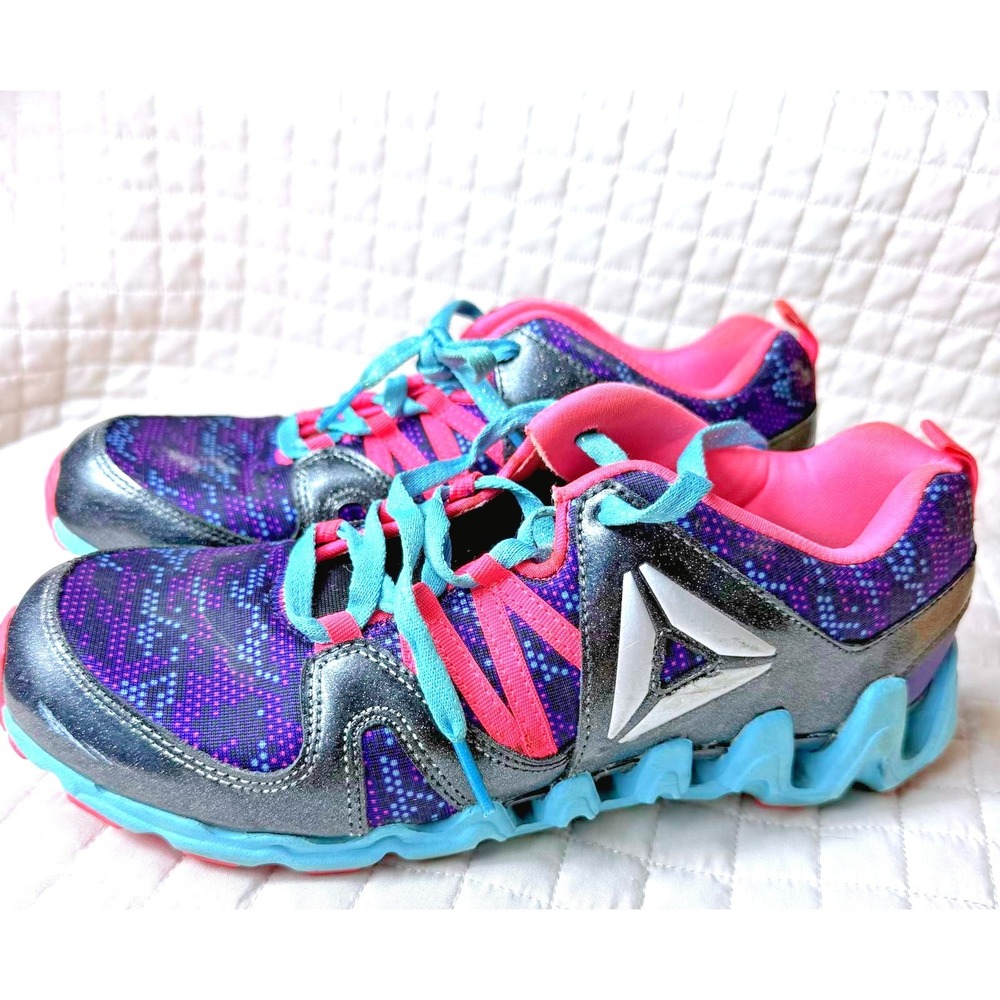 REEBOK‎ Zig Big N' Fast Fire Size 6.5 GS # AR1760 Black / Pink / Purple/ Blue
